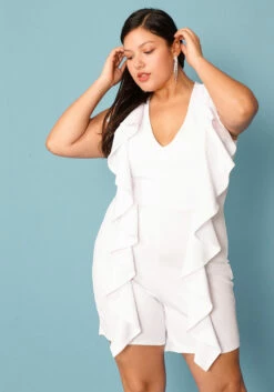 Plus Size V-Neck Ruffle Front Sleeveless Romper -Asoph Sales Shop 2004799 002 4