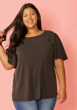 Pleione Plus Size Bell Sleeve Casual Top