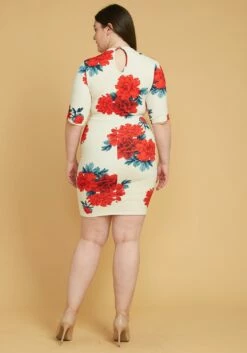 Asoph Plus Size Deep V-Neck Floral Bodycon Dress -Asoph Sales Shop 2005539 135 2