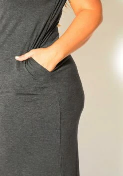 Plus Size V-Neck Short Sleeve Maxi Dress With Pockets -Asoph Sales Shop 2011149 108 7