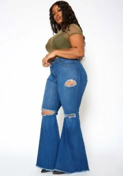 Vibrant Plus Size Womens Bold Flare Hem Denim Jean -Asoph Sales Shop 2013651 938 4