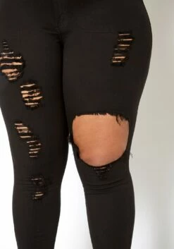 Vibrant Plus Size Womens Mid Rise Front Distressed Skinny Jeans -Asoph Sales Shop 2013656 001 4