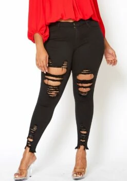Vibrant Plus Size Ankle Distressed Favorite Mid Rise Jeans