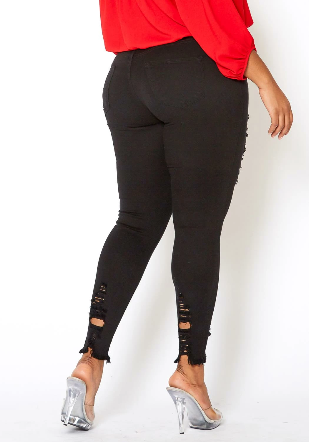 Vibrant Plus Size Ankle Distressed Favorite Mid Rise Jeans 4 Vibrant Plus Size Ankle Distressed Favorite Mid Rise Jeans - Image 4