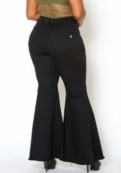 Vibrant Plus Size Bell Bottom Distressed Denim Jeans -Asoph Sales Shop 2013667 001 2