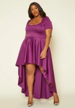 Asoph Plus Size Flattering Orange High Low Maxi Dress -Asoph Sales Shop 2014486 001 2