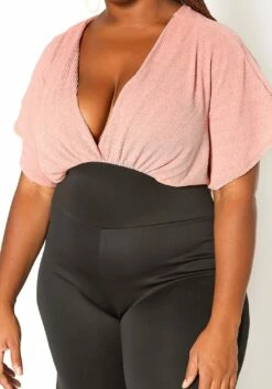 Asoph Plus Size Ribbed Knit Contrast Angel Sleeve Jumpsuit -Asoph Sales Shop 2016036 162 4