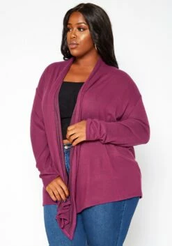 Asoph Plus Size Soft Knit Open Front Waterfall Drape Cardigan -Asoph Sales Shop 2016936 132 2