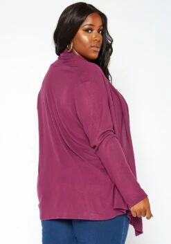 Asoph Plus Size Soft Knit Open Front Waterfall Drape Cardigan -Asoph Sales Shop 2016936 132 3