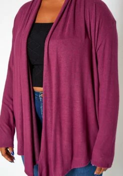 Asoph Plus Size Soft Knit Open Front Waterfall Drape Cardigan -Asoph Sales Shop 2016936 132 4