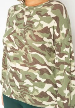 Asoph Plus Size Camo Print Crew Neck Sweater -Asoph Sales Shop 2017103 204 3