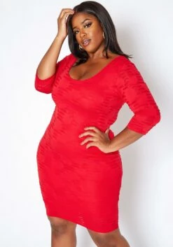 Asoph Plus Size Slit Details Bodycon Mini Dress