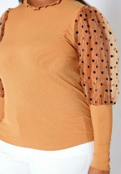 Asoph Plus Size Polka Dot Mesh Puff Sleeve Top -Asoph Sales Shop 2017148 106 0