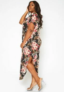 Asoph Plus Size Spring Floral Print Tee Shirt Maxi Dress -Asoph Sales Shop 2017418 001 2