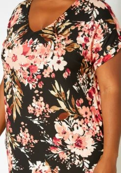 Asoph Plus Size Spring Floral Print Tee Shirt Maxi Dress -Asoph Sales Shop 2017418 001 4