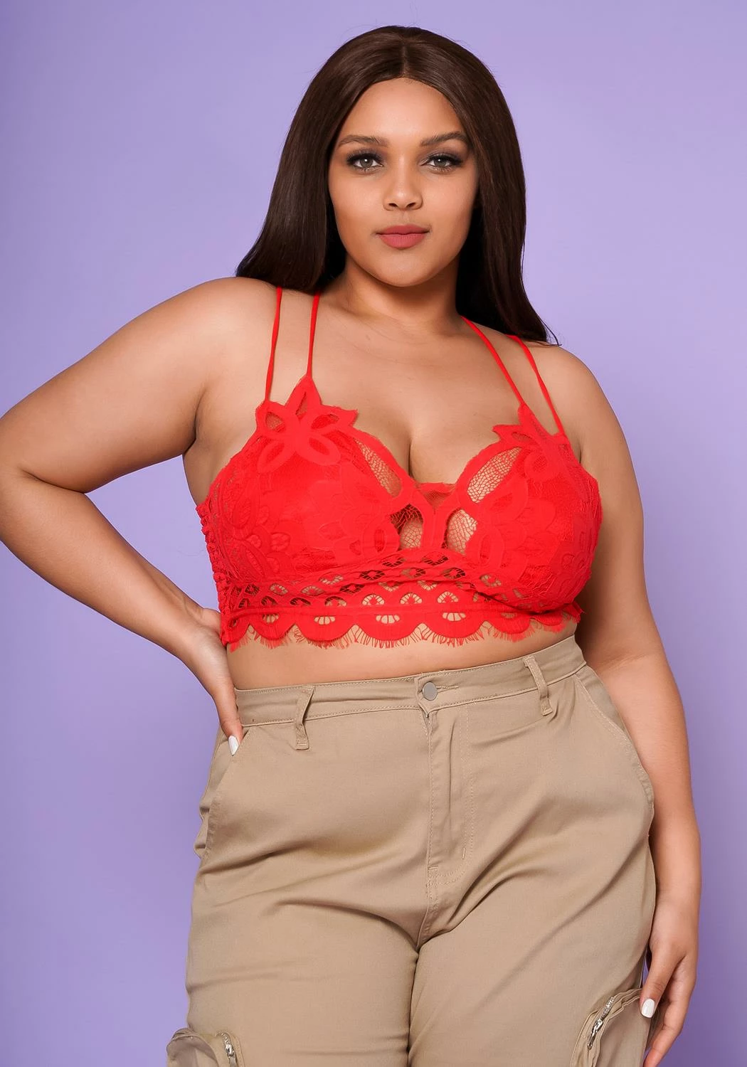 Asoph Plus Size Crochet Cami Crop Top 3 Asoph Plus Size Crochet Cami Crop Top - Image 3