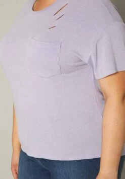 Plus Size Distressed Crew Neck Tee Shirt -Asoph Sales Shop 2017521 145 4