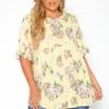 Asoph Plus Size Floral Print Relaxed Fit Tee Shirt