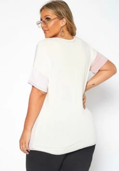 Asoph Plus Size Color Block Crew Neck Tee Shirt -Asoph Sales Shop 2017572 128 3