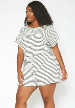 Asoph Plus Size Striped Relaxed Fit Romper -Asoph Sales Shop 2017629 952 2