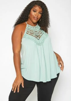 Asoph Plus Size Crochet Hem Cami Top