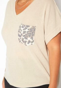 Asoph Plus Size Leopard Pocket Hem V Neck Shirt -Asoph Sales Shop 2017664 118 4