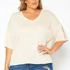 Asoph Plus Size Comfy Knit V Neck Tee Shirt