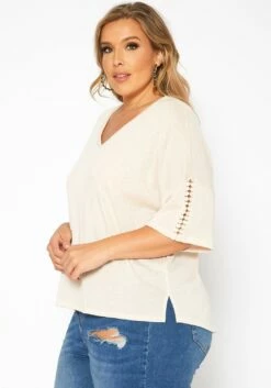 Asoph Plus Size Comfy Knit V Neck Tee Shirt -Asoph Sales Shop 2017802 118 2