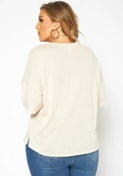 Asoph Plus Size Comfy Knit V Neck Tee Shirt -Asoph Sales Shop 2017802 118 3