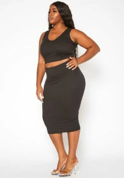 Asoph Plus Size Basic Tank Crop Top & Midi Skirt Set 7 Asoph Plus Size Basic Tank Crop Top & Midi Skirt Set -Asoph Sales Shop 2017807 001 2