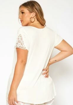 Asoph Plus Size Crochet Hem Short Sleeve Shirt -Asoph Sales Shop 2017936 952 3