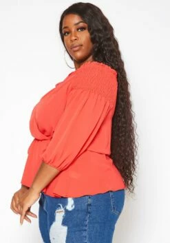 Asoph Plus Size Smocked Peplum Top -Asoph Sales Shop 2018029 110 2