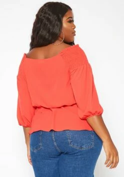 Asoph Plus Size Smocked Peplum Top -Asoph Sales Shop 2018029 110 3