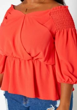 Asoph Plus Size Smocked Peplum Top -Asoph Sales Shop 2018029 110 4