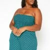 Asoph Plus Size Checker Dotted Print Tube Romper