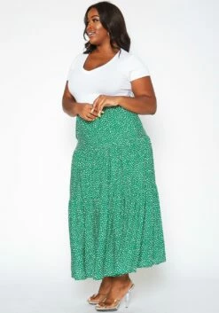 Asoph Plus Size Dainty Floral Print Maxi Flare Skirt -Asoph Sales Shop 2018086 103 2