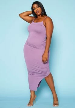 Asoph Plus Size Ruched Bodycon Maxi Dress