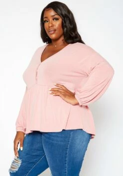 Asoph Plus Size Relaxed Fit Peplum Top -Asoph Sales Shop 2018174 102 2