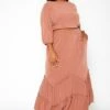 Asoph Plus Size Ruffle Trim Knit Maxi Skirt