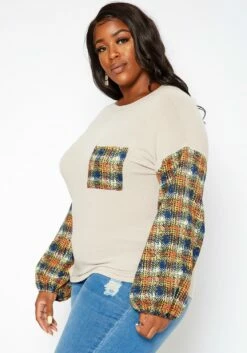Asoph Plus Size Plaid Print Sweatshirt -Asoph Sales Shop 2018207 120 2