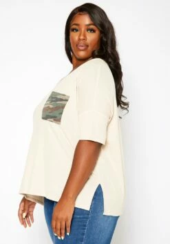 Asoph Plus Size Camo Pocket Hem T Shirt -Asoph Sales Shop 2018208 319 2