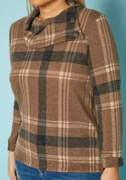 Plus Size Plaid Print Asymmetric Neck Sweater -Asoph Sales Shop 2018299 190 4