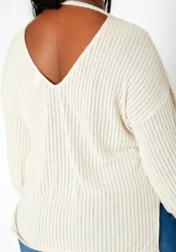 Asoph Plus Size Waffle Knit Open Back Sweater -Asoph Sales Shop 2018421 319 4