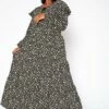 Asoph Plus Size Spotted Print Flare Maxi Dress