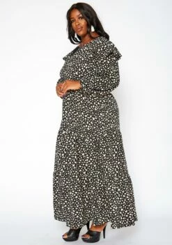 Asoph Plus Size Spotted Print Flare Maxi Dress -Asoph Sales Shop 2018433 001 2