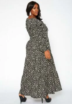 Asoph Plus Size Spotted Print Flare Maxi Dress -Asoph Sales Shop 2018433 001 3