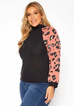Asoph Plus Size Leopard Print Waffle Knit Sweater -Asoph Sales Shop 2018506 001 2