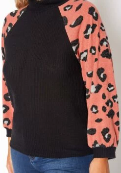 Asoph Plus Size Leopard Print Waffle Knit Sweater -Asoph Sales Shop 2018506 001 4