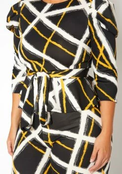 Asoph Plus Size Grid Striped Peplum Top & Straight Pants Set -Asoph Sales Shop 2018604 001 4