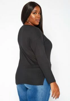 Asoph Plus Size Casual Crew Neck Long Sleeve Top -Asoph Sales Shop 2018621 001 3